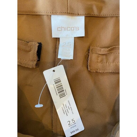 NWT Chico's Drapey Wide Leg Pants Tie Waist Brevity Brown Size 2.5 Large 14 New - Picture 3 of 6